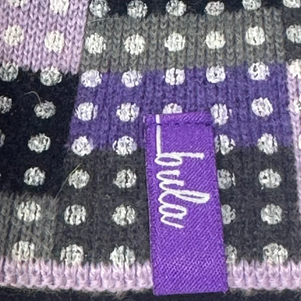 Mossimo Supply Co Pink W Fur & Bula Purple and Black Beanie Hat Youth OSFM